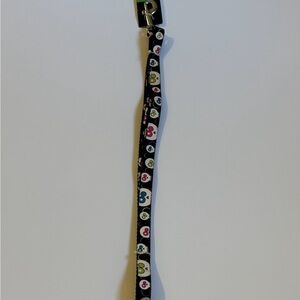 MEDIUM Black Dog Leash and Collar Set with Cute Colorful Skull Accent Pattern